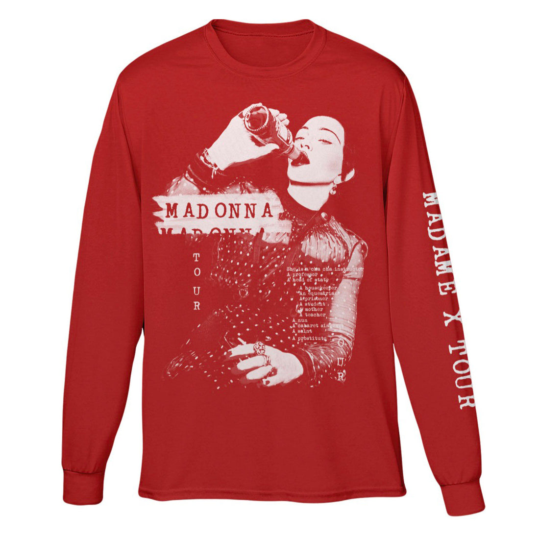 Madame X Red Long Sleeve Tee-Madonna