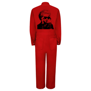 Red jumpsuit with hood shop